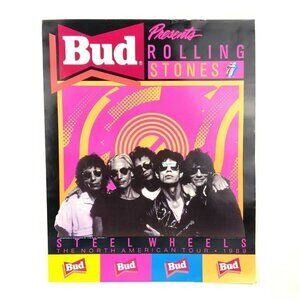 Rolling Stones 1989 Steel Wheels Tour Poster Budweiser Promo Advertising Bud